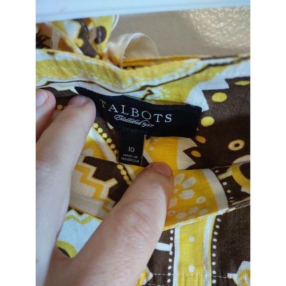 Talbot's Women's 10 Yellow Brown Skirt Geometric Groovy Vintage - Picture 4 of 10